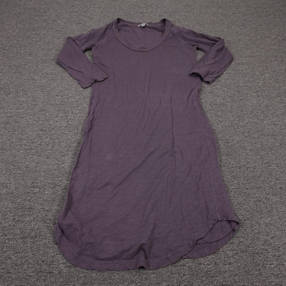 James Perse T-Shirt Dress Womens 1 Gray 3/4 Sleeve Scoop Neck Casual Jersey